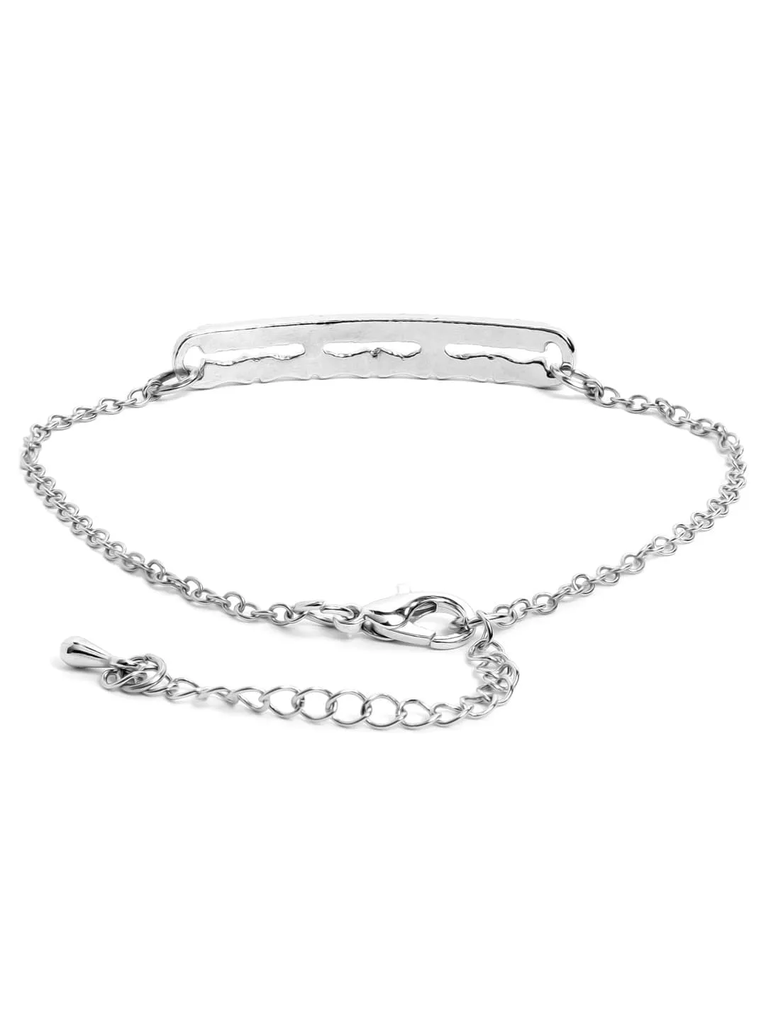 Rubans Silver Plated Handcrafted White Stone Chain Bracelet