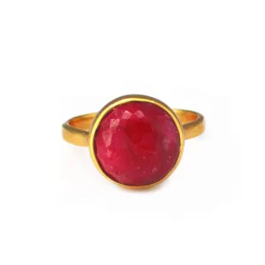 Ruby ring, stackable ring, Vermeil Gold or silver ring, bezel set ring, round ring, June Birthstone ring, birthday gift, bridal jewelry, stacking ring, stackable ring, gemstone ring, globe ring