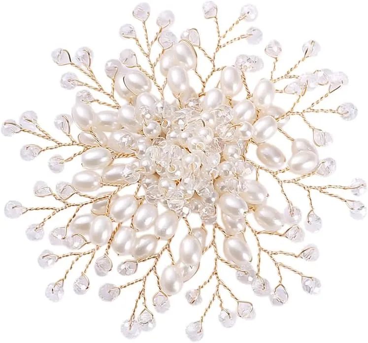 Ruihfas Brooches and Pins for Women Crystal Brooches Elegant Pearl Flower Brooch Pins for Women Coats Jackets Wedding Bouquet Decor, 1 Pcs