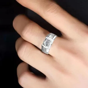 S925 Sterling Silver 1ct Diamond Wedding Rings for Men,Iced Out Wedding Band (D-color,VVS1 Clarity),Ideal Father's Day Gift for the Stylish Dad