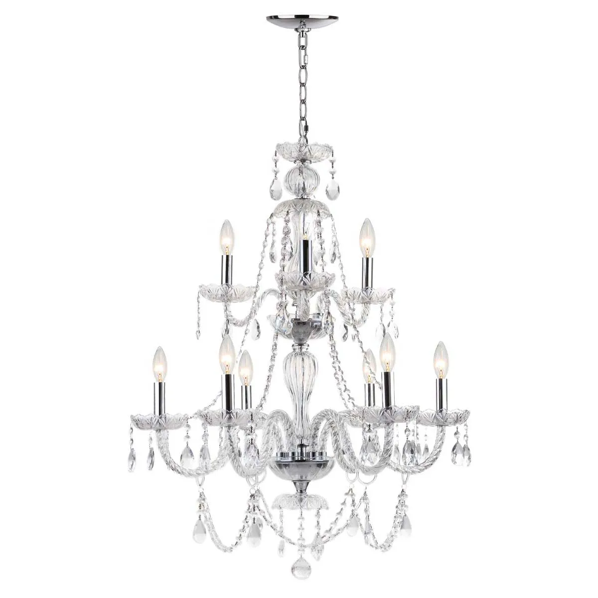 Safavieh Aura 9 Light 26 Inchdia Adjustable Beaded Chandelier, LIT4434