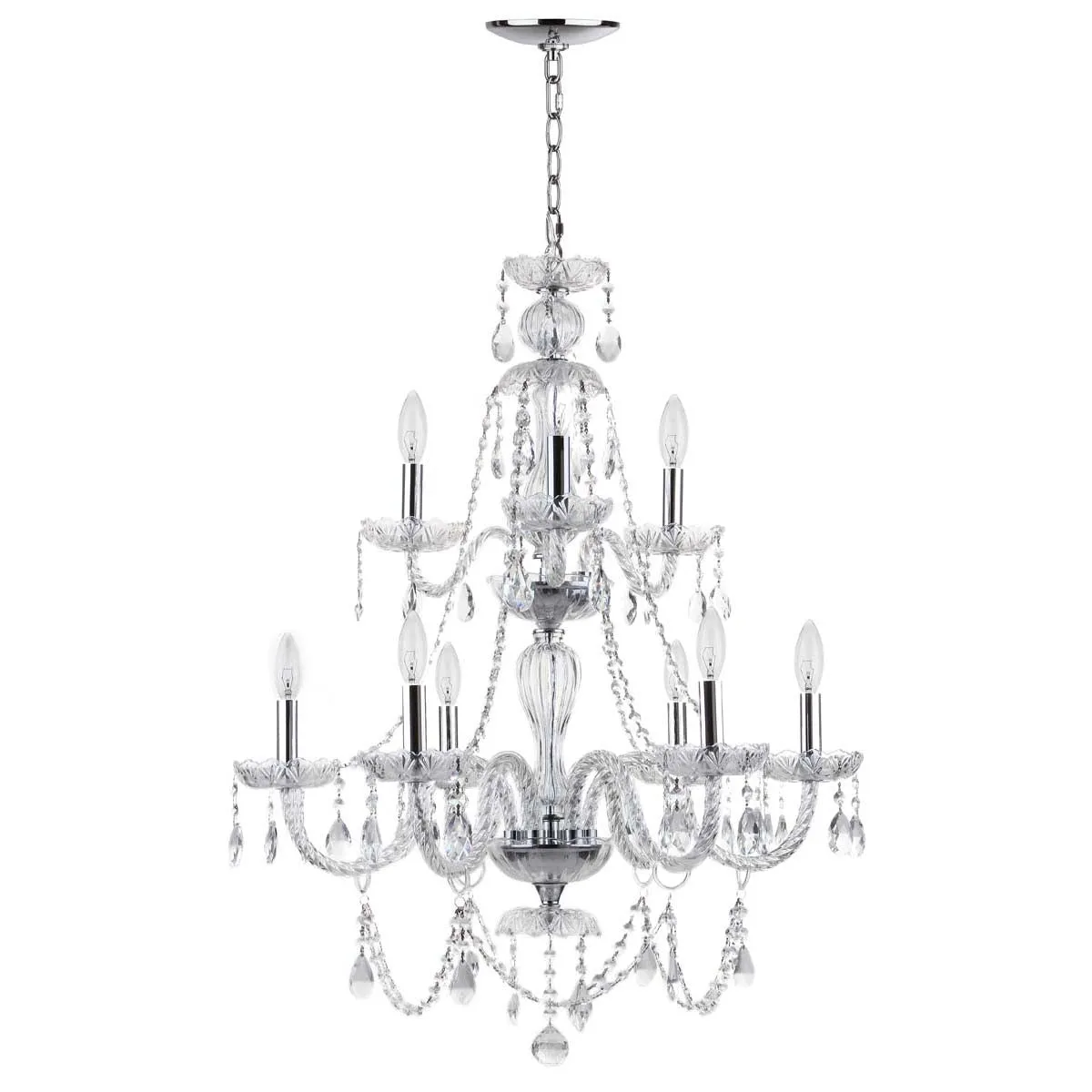 Safavieh Aura 9 Light 26 Inchdia Adjustable Beaded Chandelier, LIT4434