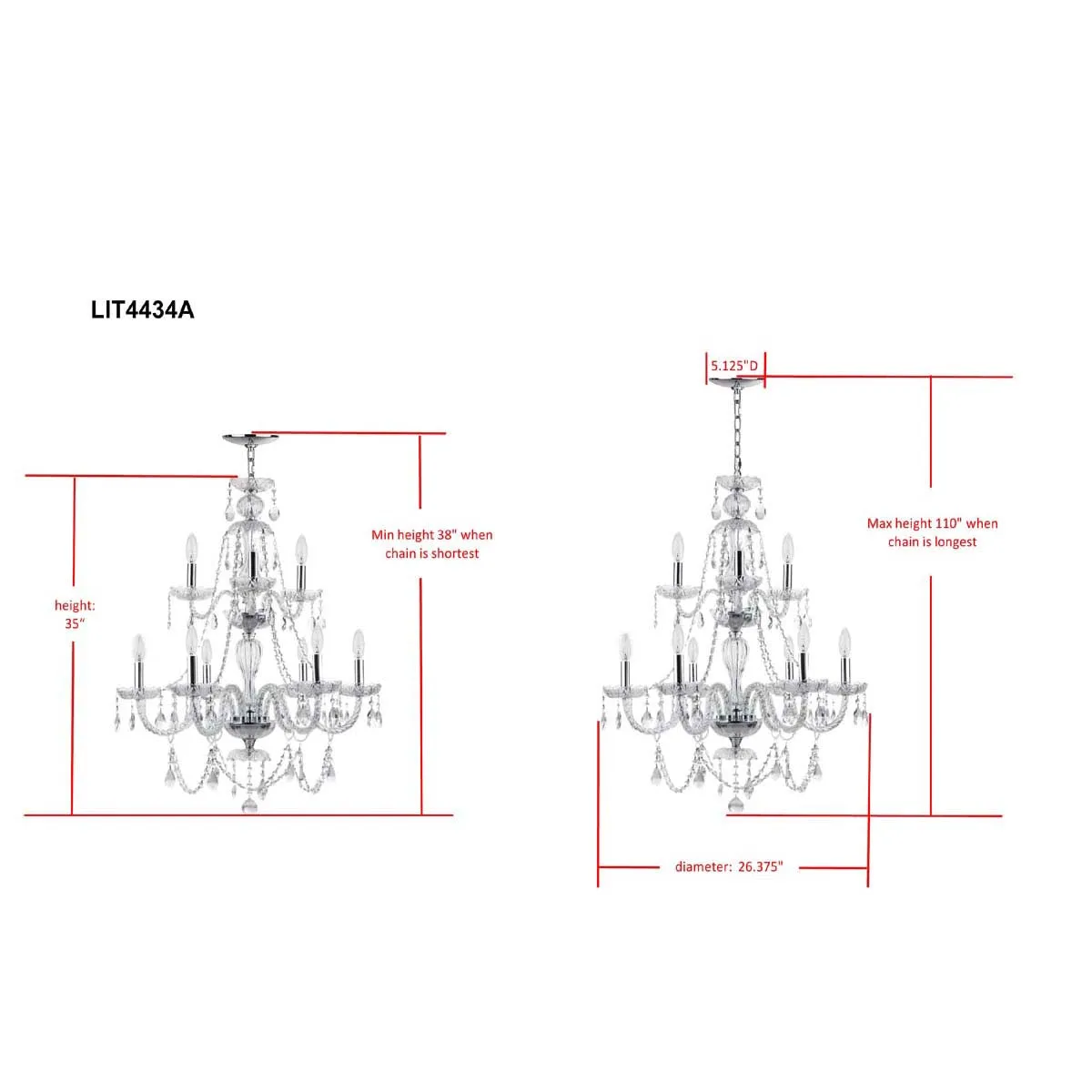 Safavieh Aura 9 Light 26 Inchdia Adjustable Beaded Chandelier, LIT4434
