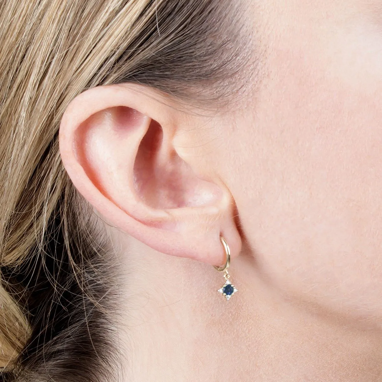 Saphir & Diamant Creolen in 9ct Gelb Gold