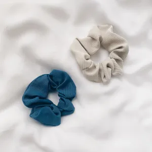 Scrunchie : Cream & Blue