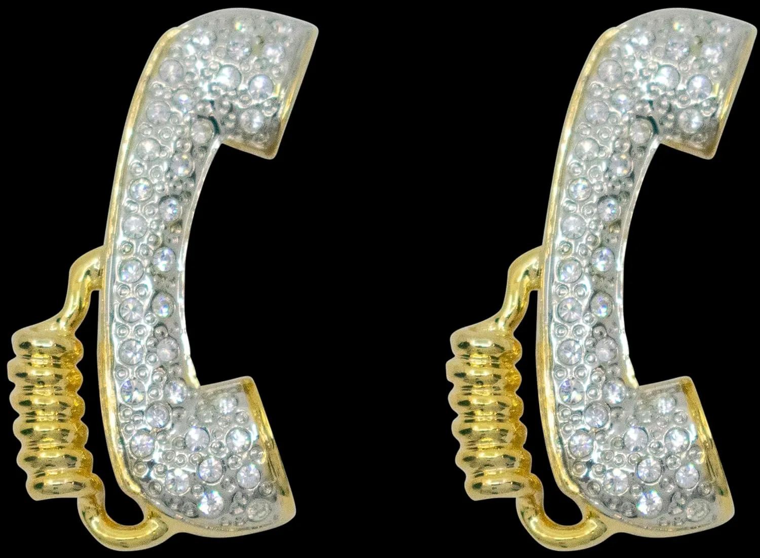 Set of 2 Brooch Lapel Pins With Rhinestones