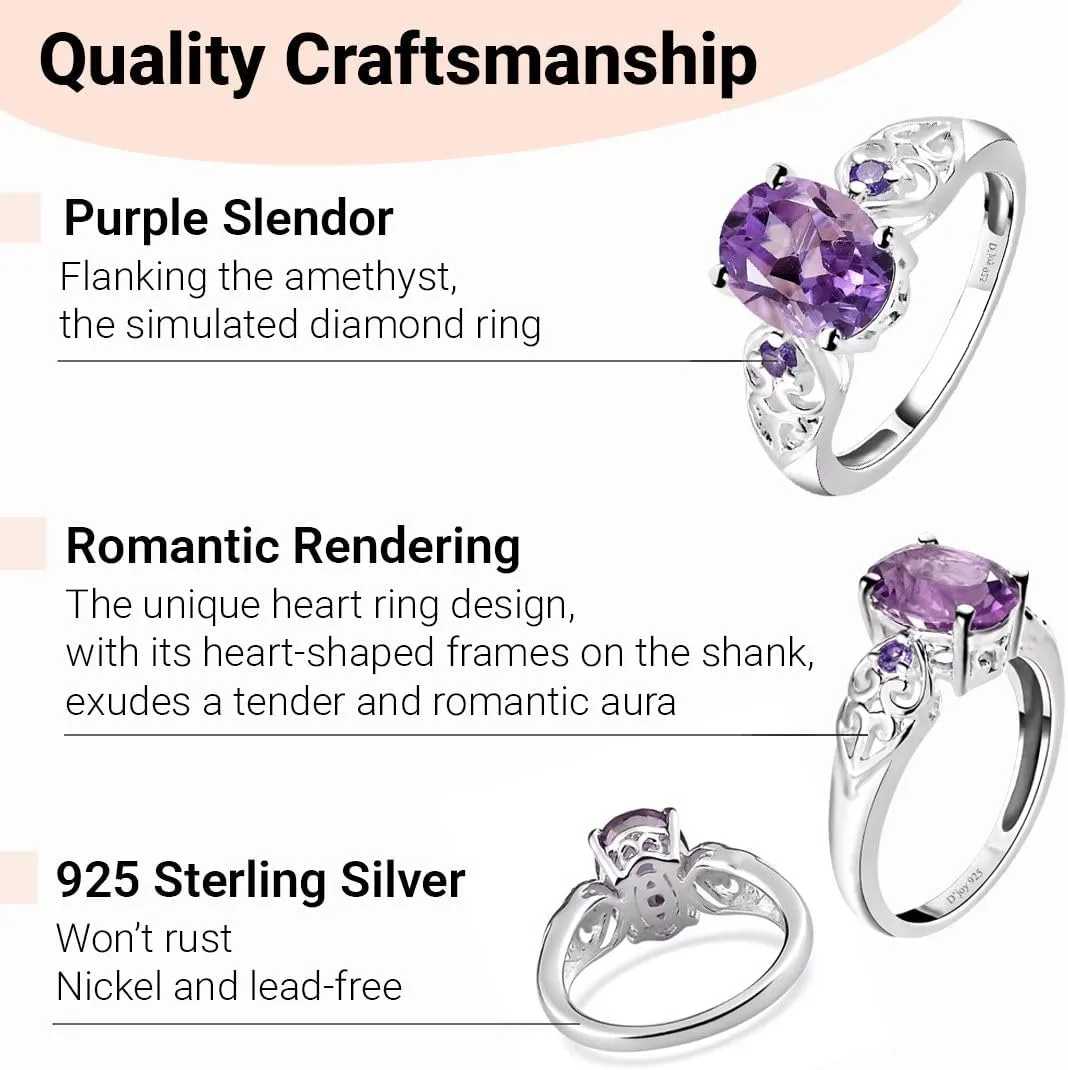 Shop LC Amethyst Rings for Women Sterling Silver 925 Amethyst Ring Cubic Zirconia CZ Crystal Jewelry Birthday Gifts for Women Ctw 1.85 Birthday Gifts