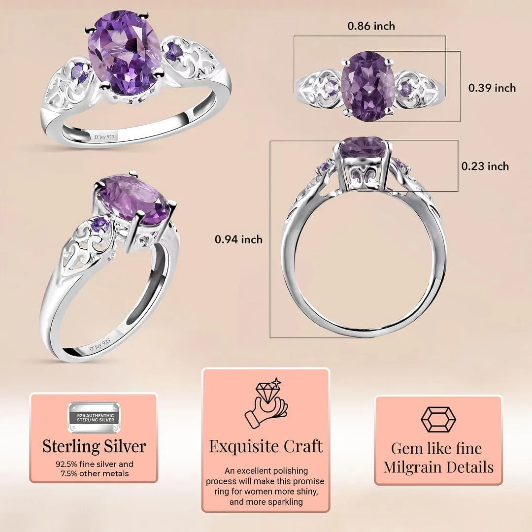 Shop LC Amethyst Rings for Women Sterling Silver 925 Amethyst Ring Cubic Zirconia CZ Crystal Jewelry Birthday Gifts for Women Ctw 1.85 Birthday Gifts