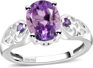 Shop LC Amethyst Rings for Women Sterling Silver 925 Amethyst Ring Cubic Zirconia CZ Crystal Jewelry Birthday Gifts for Women Ctw 1.85 Birthday Gifts