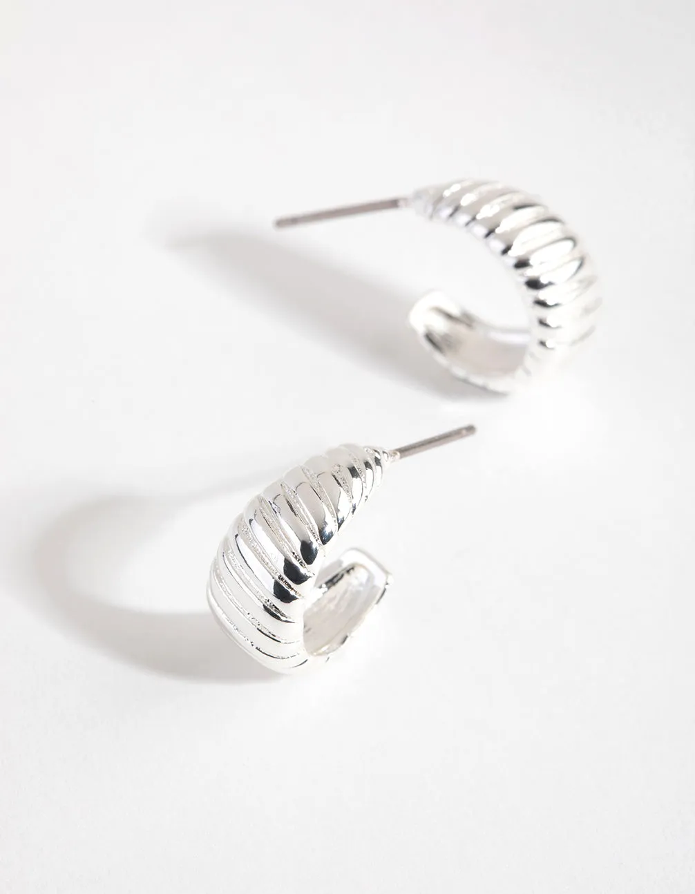 Silver Plated Mini Swirl Hoop Earrings