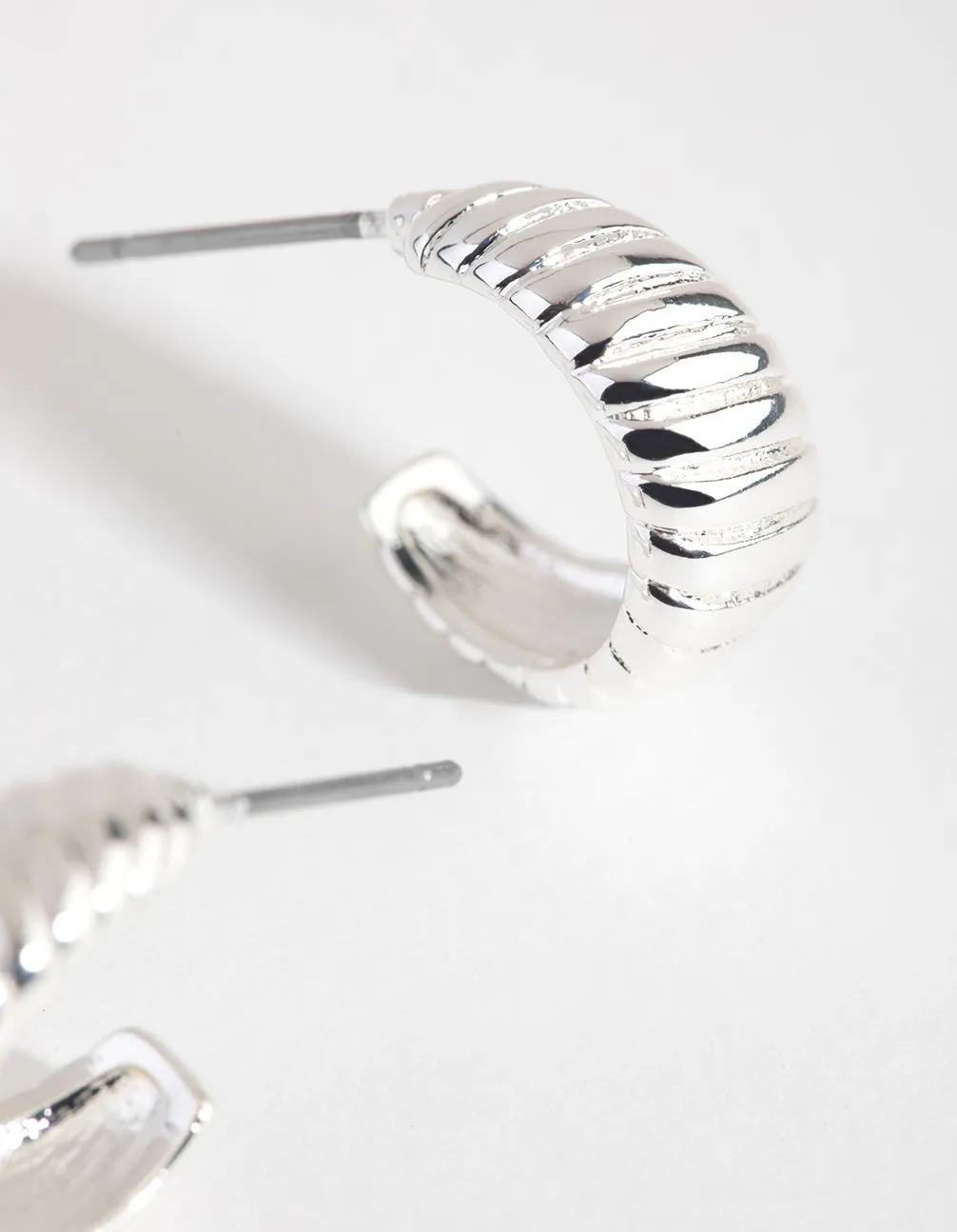 Silver Plated Mini Swirl Hoop Earrings