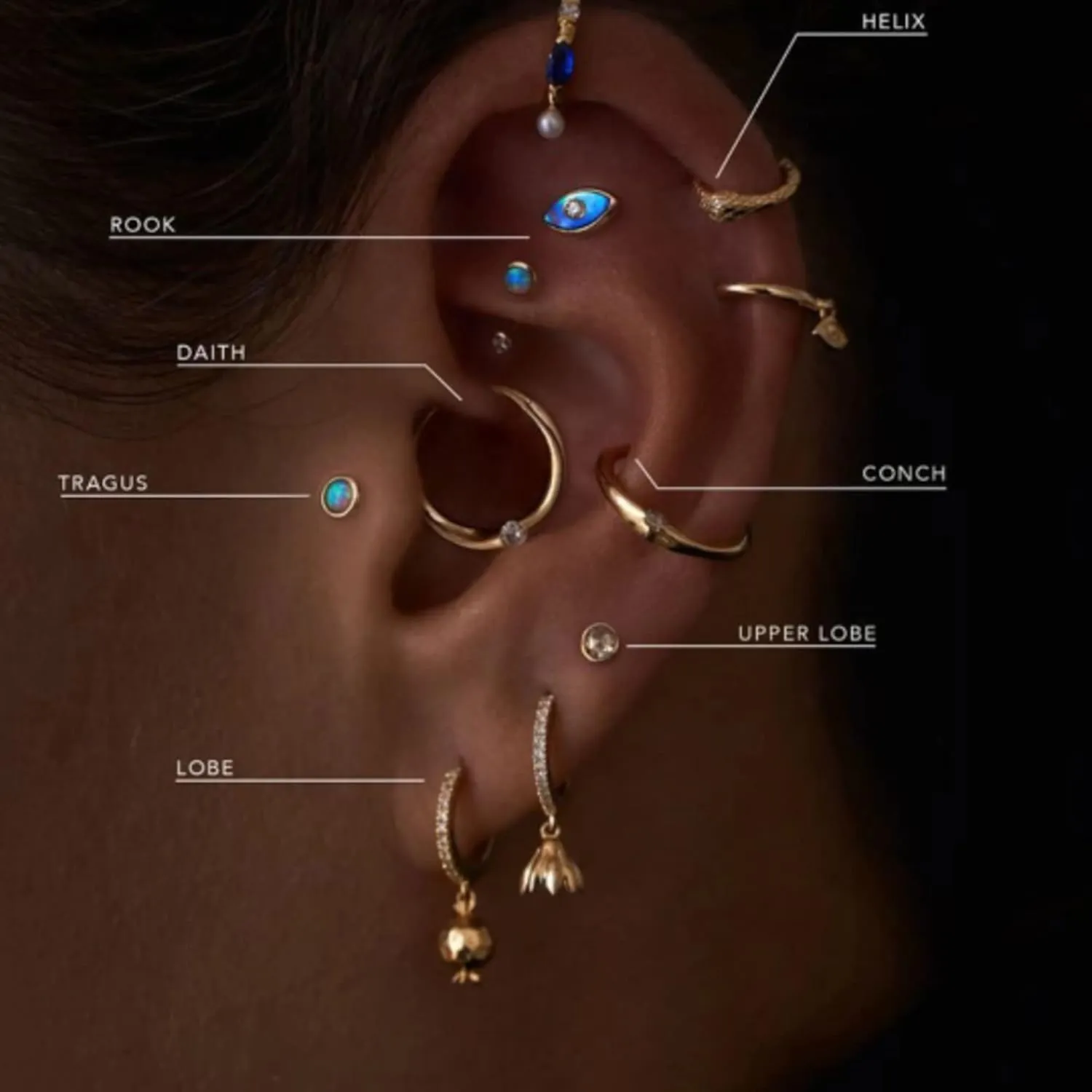 Simple Three Diamond (0.22ct) Cluster Earring, 14K Gold Trio Tiny Sin Stud Earrings, Tiny Diamond Stud, Triangle Cartilage Stud Earring, Gift For Her