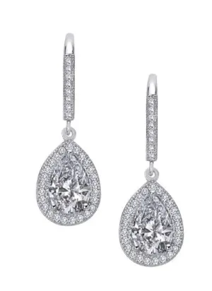 Simulated Diamond Pear Earrings E0074CLP