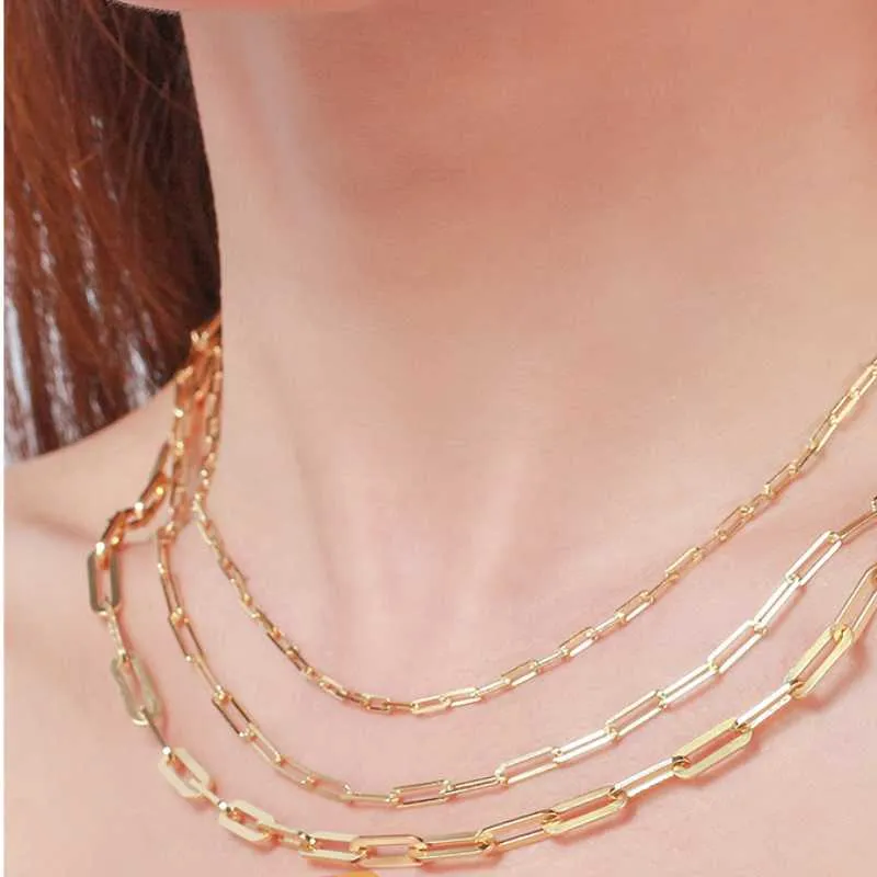 Siver Paperclip Necklace 14k Gold Plating-4.5mm