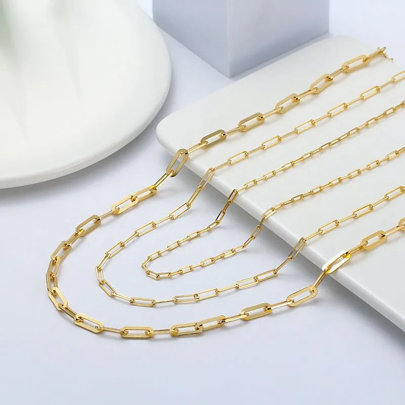 Siver Paperclip Necklace 14k Gold Plating-4.5mm