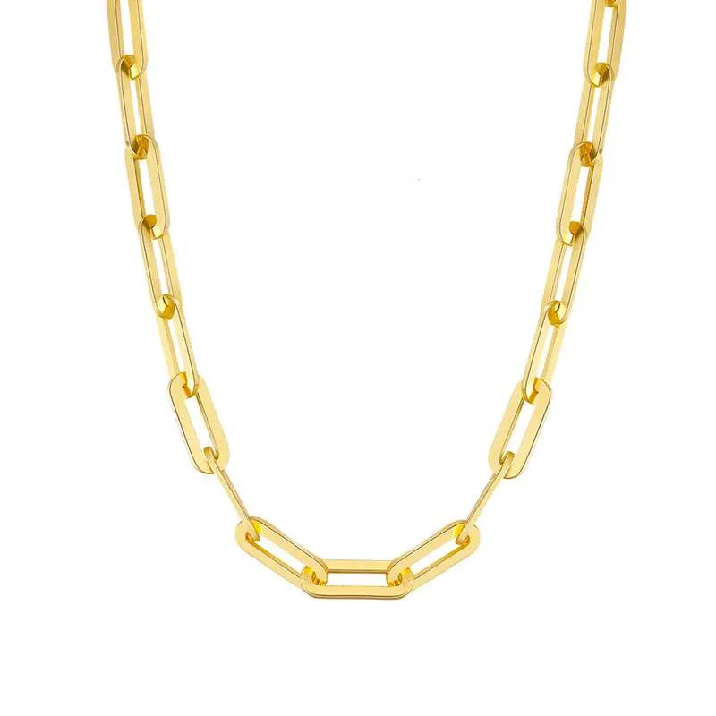 Siver Paperclip Necklace 14k Gold Plating-4.5mm
