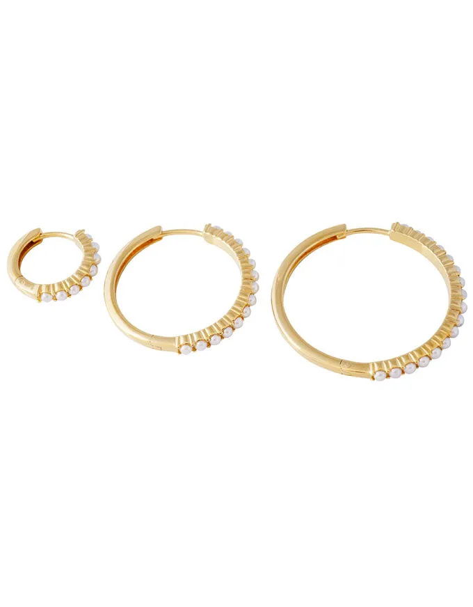 Slim Crystal Pearl Midi Hoops
