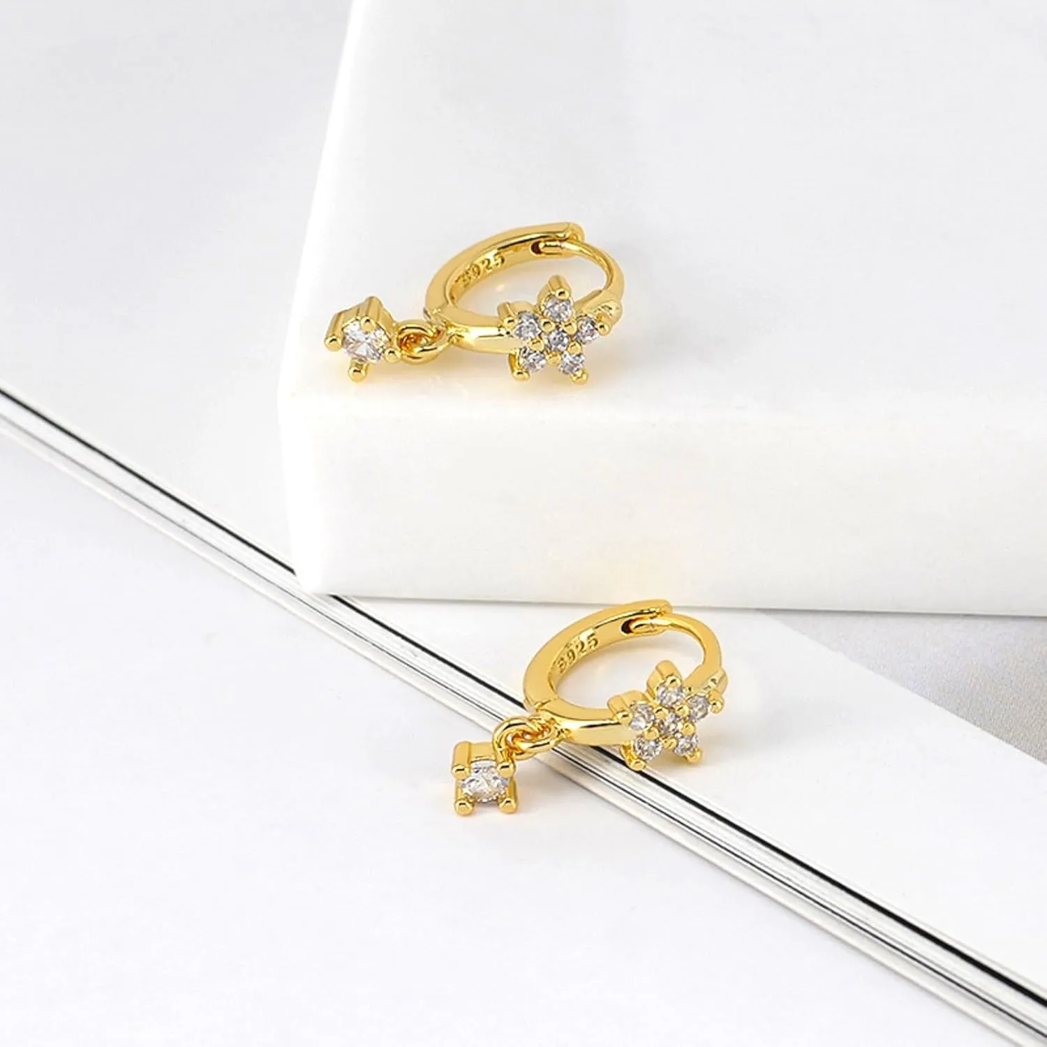 Small Gold Hoop Earrings 14K Gold Plated Huggie Hoop Earrings for Women 1 Pair Dangle Hoop Earrings Hypoallergenic Dainty Drop Gold Earrings Hoops for Women Girls Jewelry Gift