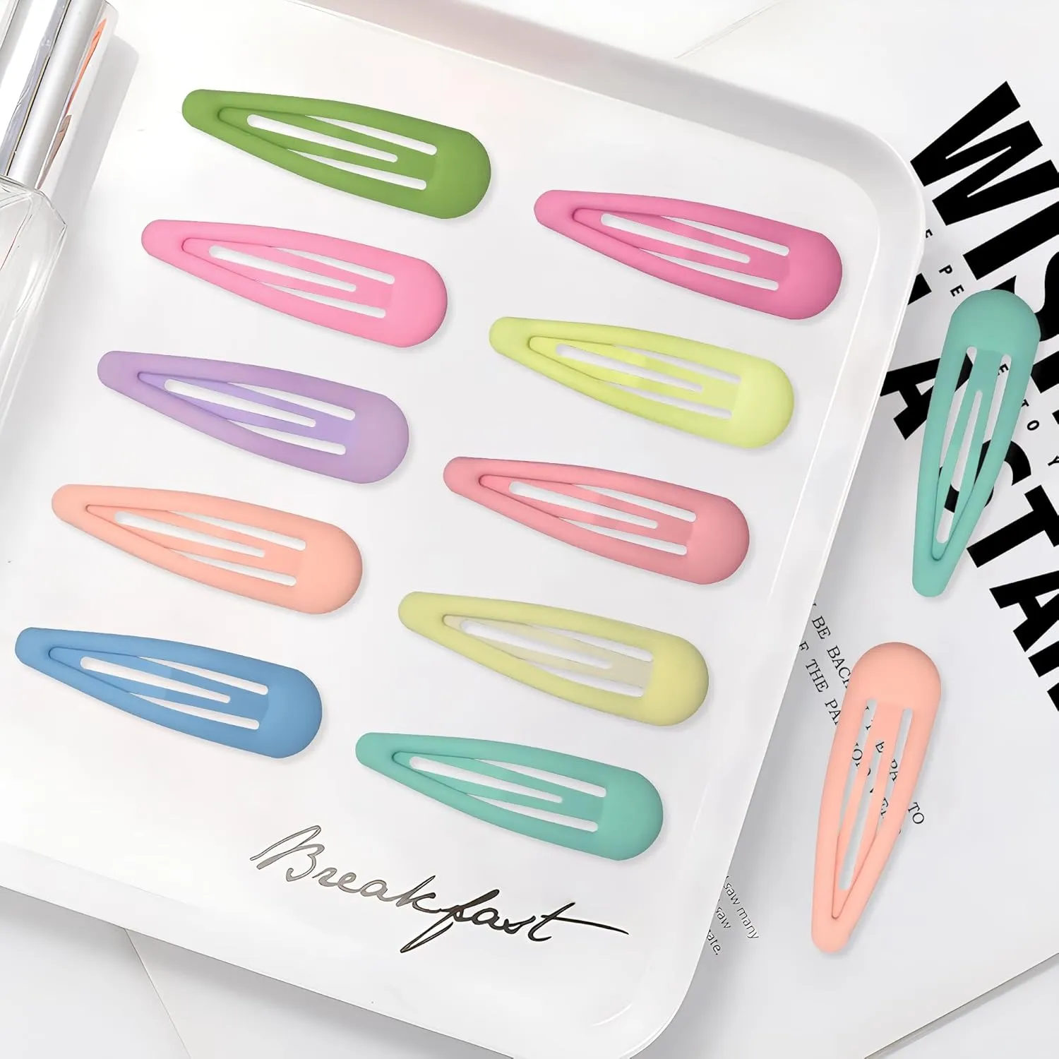 Small Hair Barrettes For Women No Slips Metal Snap Clips For Thin And Fine Hair,Matte Yellow Pink Blue Green Purple,20 PCS,1.97 x 0.5 Inch.