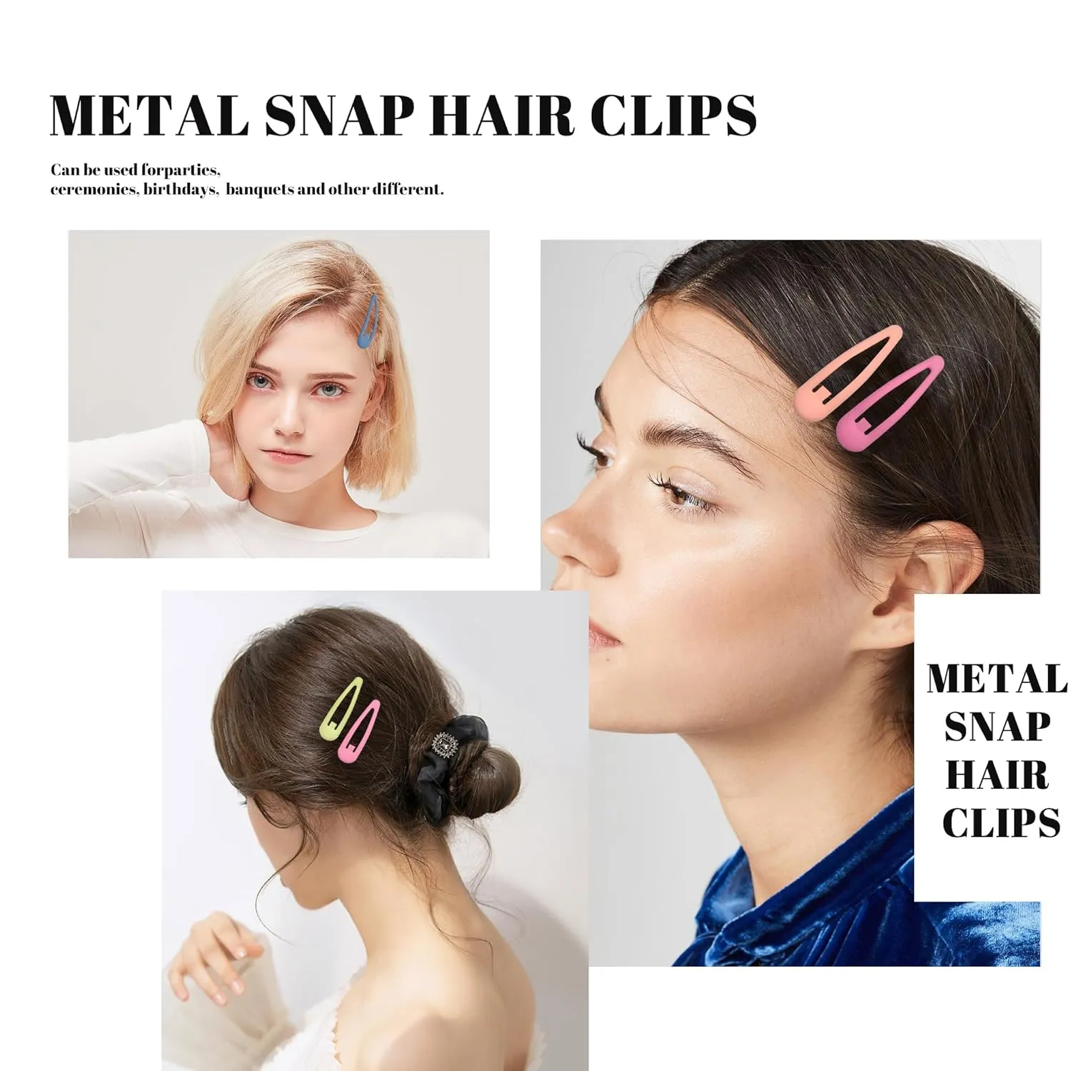 Small Hair Barrettes For Women No Slips Metal Snap Clips For Thin And Fine Hair,Matte Yellow Pink Blue Green Purple,20 PCS,1.97 x 0.5 Inch.