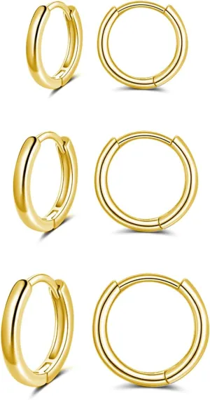 Small Silver Hoop Earrings 925 Sterling Silver Post Hoop Earrings for Women Cartilage Piercing 6 Pairs Silver Huggie Hoop Earrings Silver Stud Earrings Set Mini Tiny Hoop Earrings for Women Men