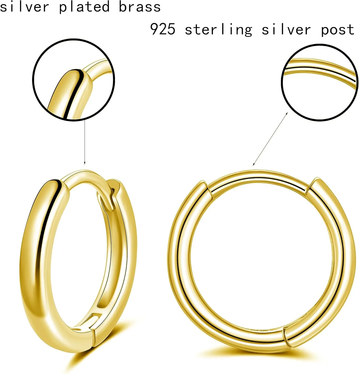 Small Silver Hoop Earrings 925 Sterling Silver Post Hoop Earrings for Women Cartilage Piercing 6 Pairs Silver Huggie Hoop Earrings Silver Stud Earrings Set Mini Tiny Hoop Earrings for Women Men