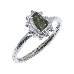 Solid Natural Moldavite Rough Ring 92.5 Sterling Silver Handmade Jewelry With Certified Gemstone Handmade Rings (6)