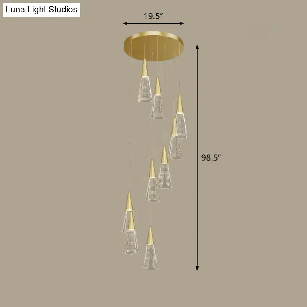 Spiral Conical Pendant Light for Modern Stairwells
