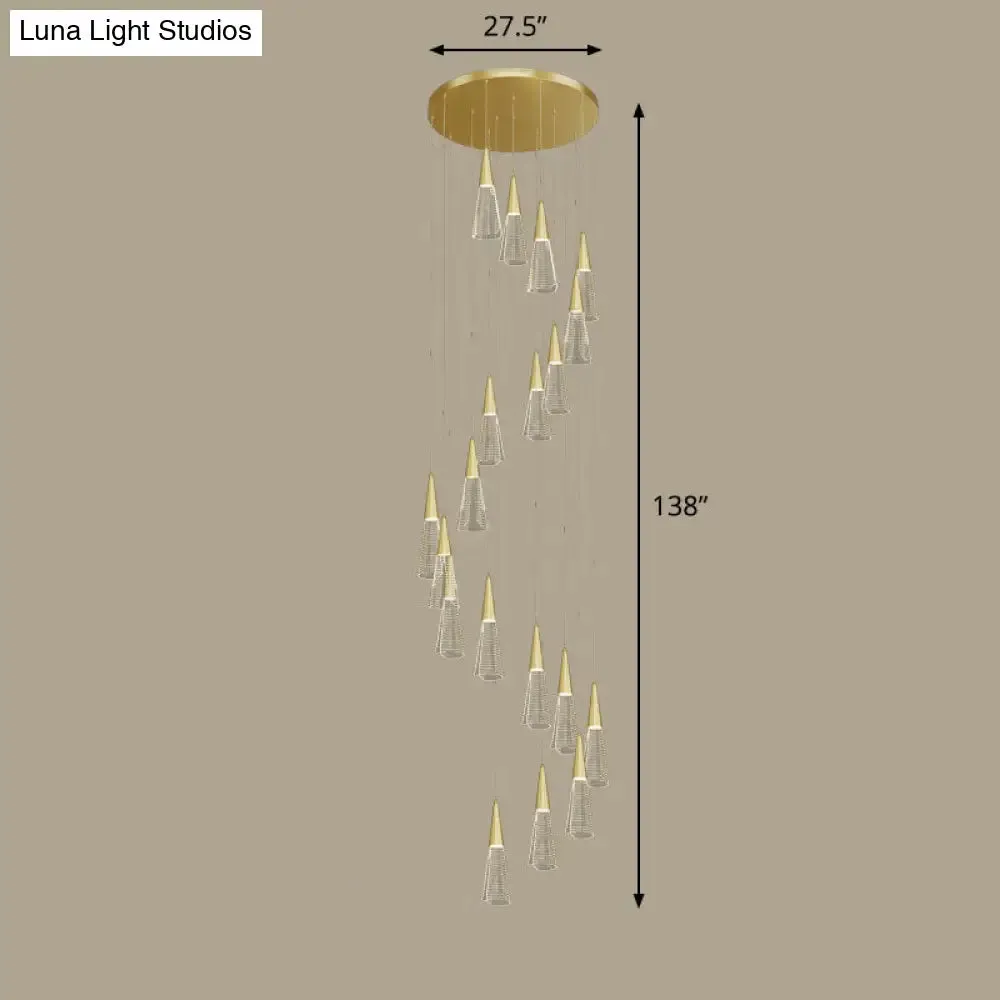 Spiral Conical Pendant Light for Modern Stairwells