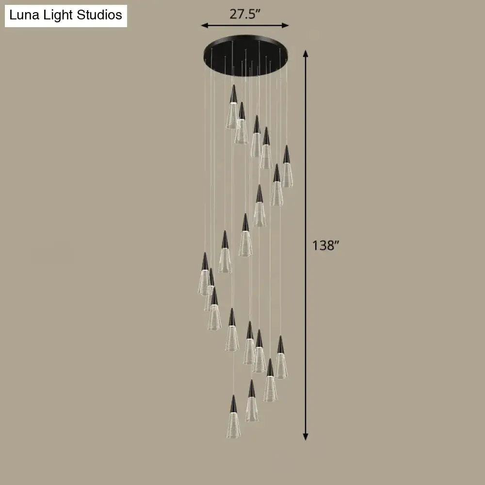 Spiral Conical Pendant Light for Modern Stairwells