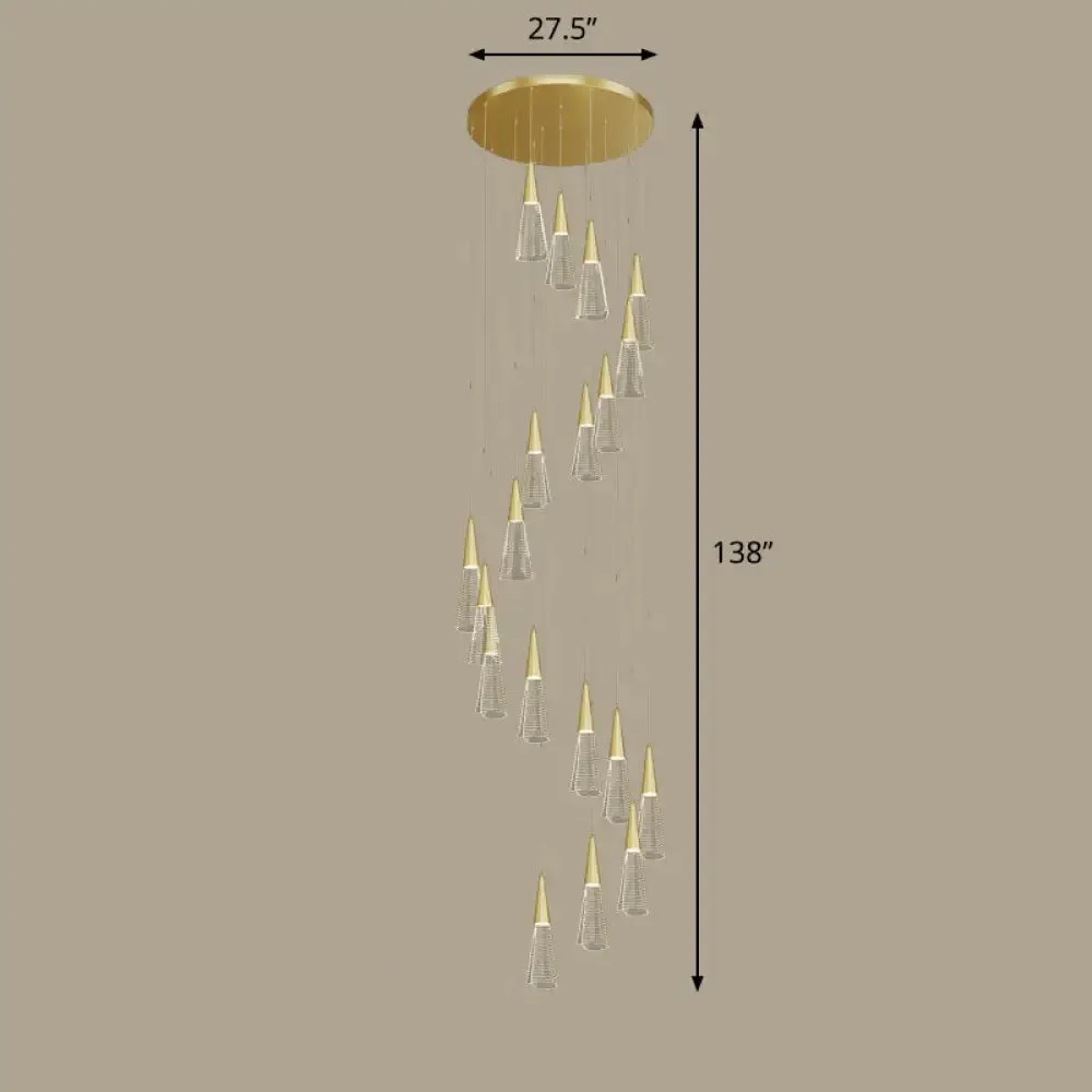 Spiral Conical Pendant Light for Modern Stairwells