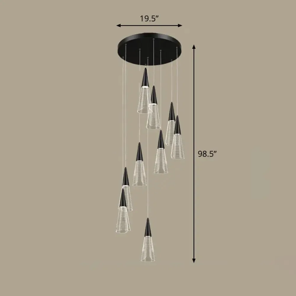 Spiral Conical Pendant Light for Modern Stairwells