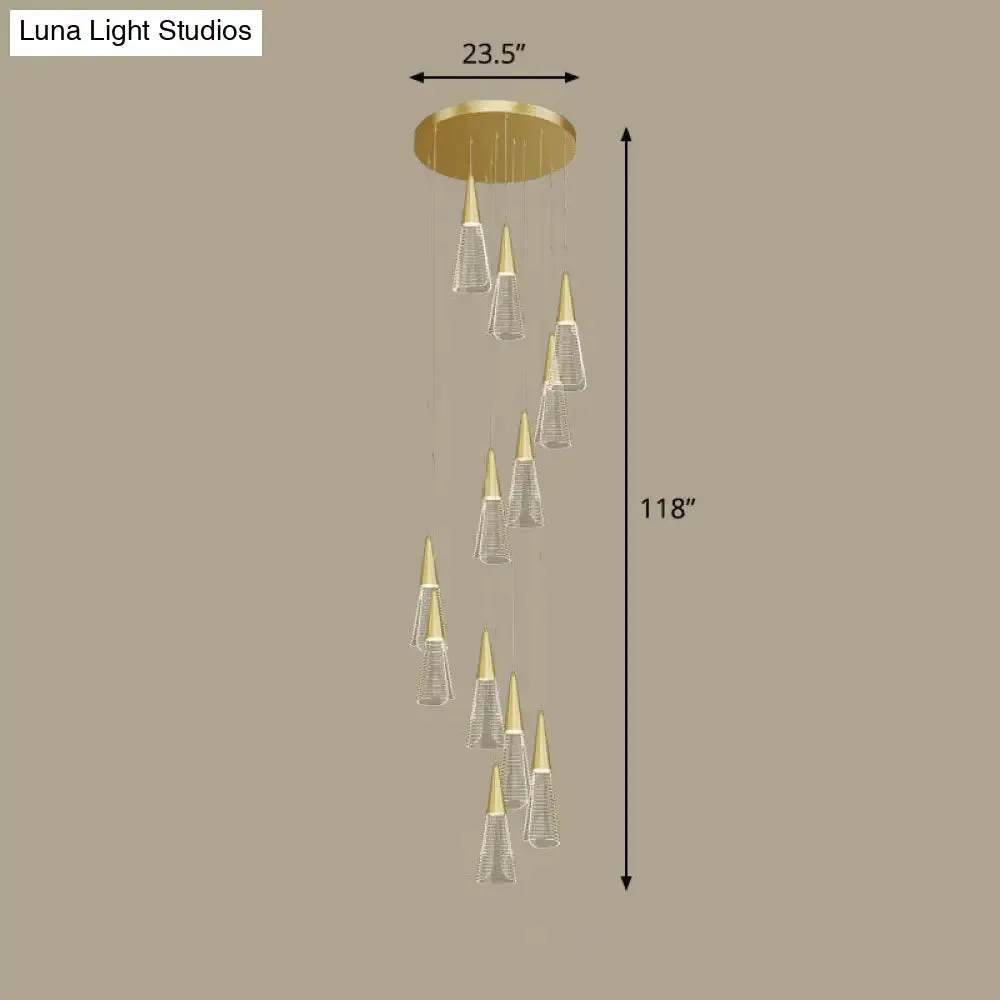 Spiral Conical Pendant Light for Modern Stairwells