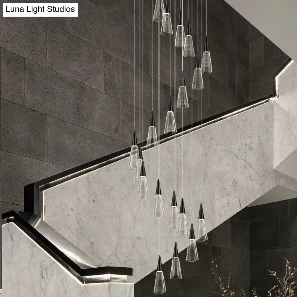 Spiral Conical Pendant Light for Modern Stairwells