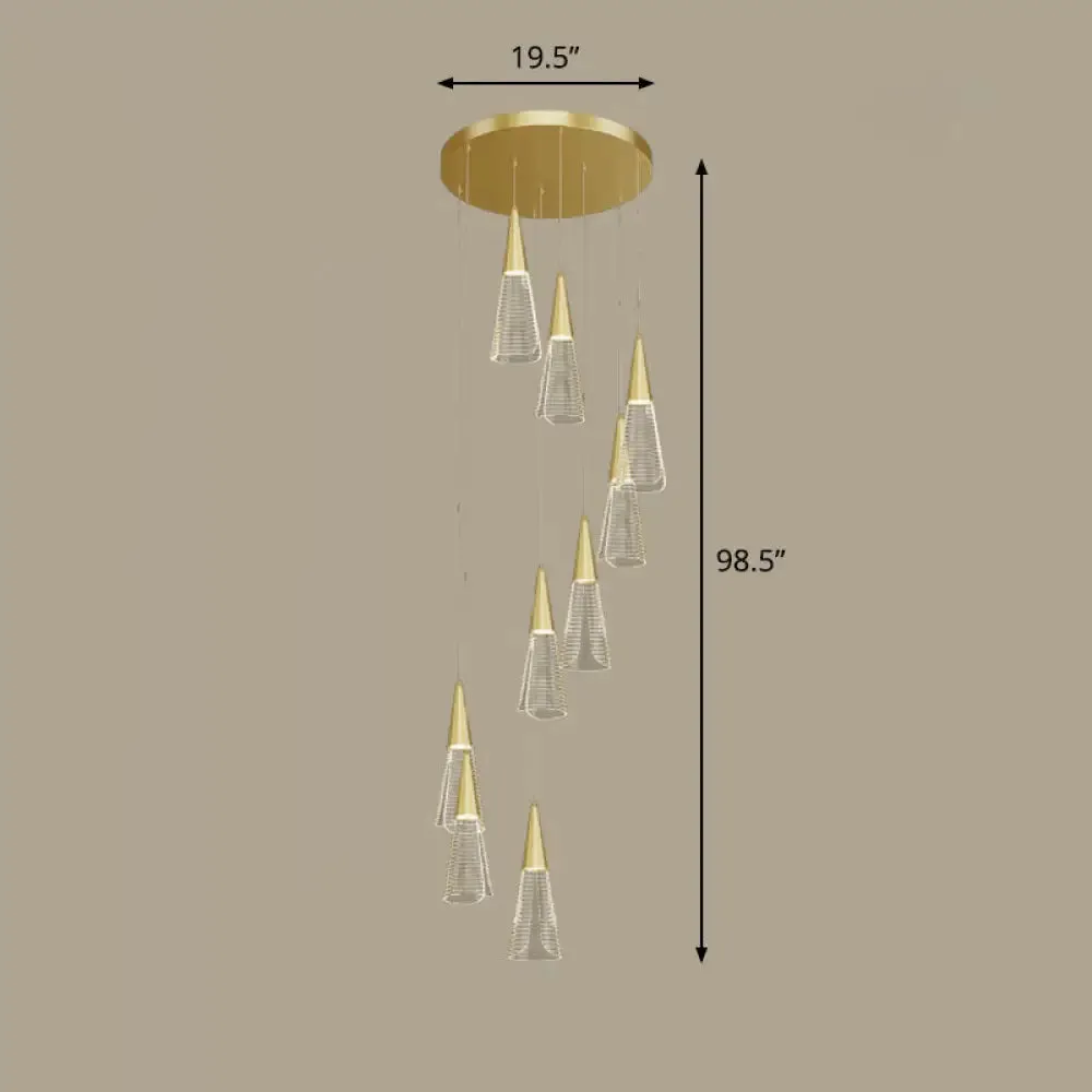 Spiral Conical Pendant Light for Modern Stairwells