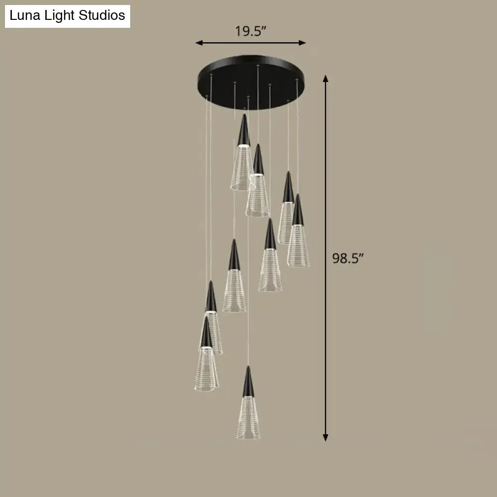 Spiral Conical Pendant Light for Modern Stairwells