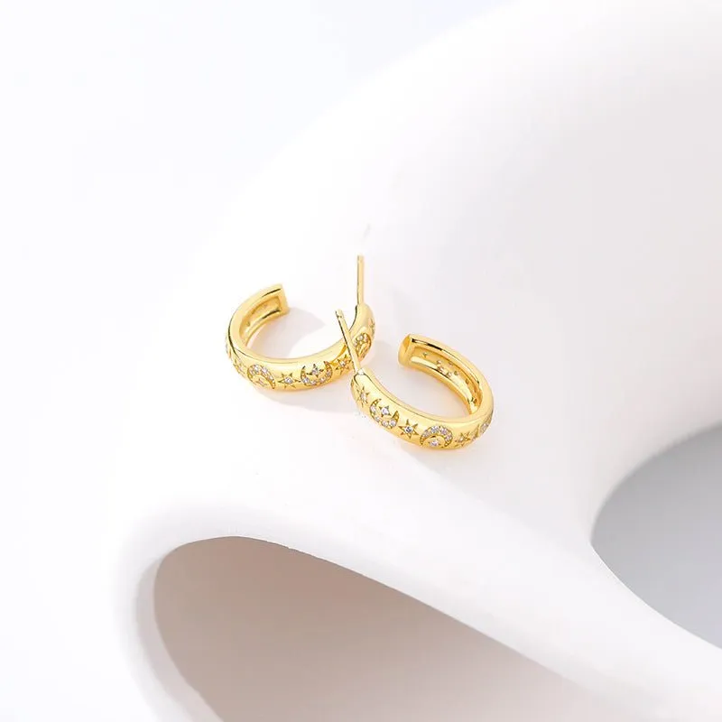 Star and Moon 18k Gold Vermeil Stud Earrings