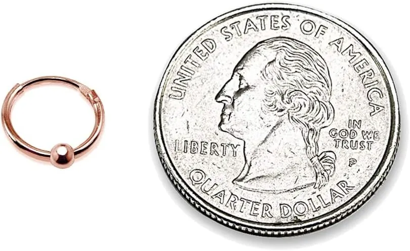 Sterling Silver Ball Bead Small Endless 10mm Thin Round Unisex Hoop Earrings for Men Women