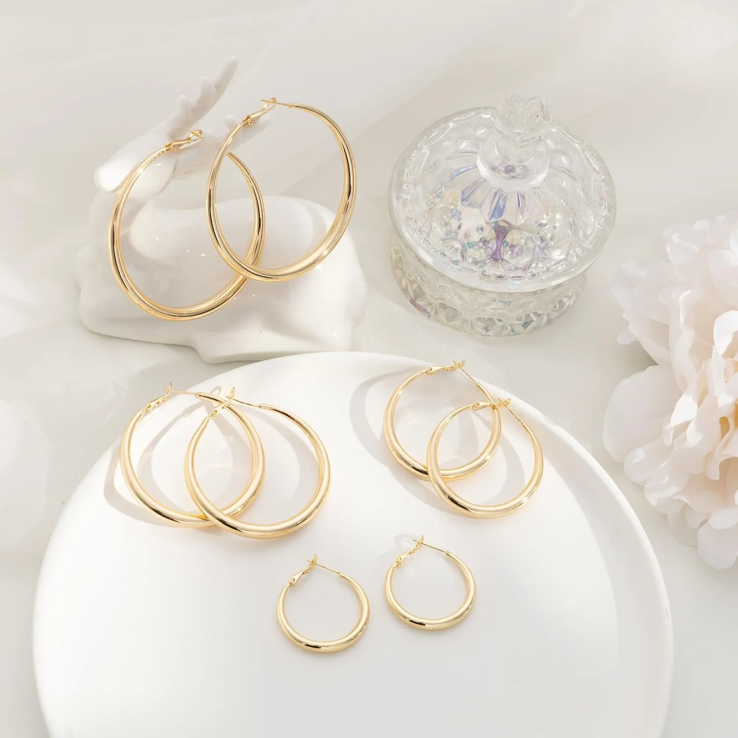 Sterling Silver Hoop Earrings for Women - Large Thick Hypoallergenic Big S925 Silver Earrings Jewelry