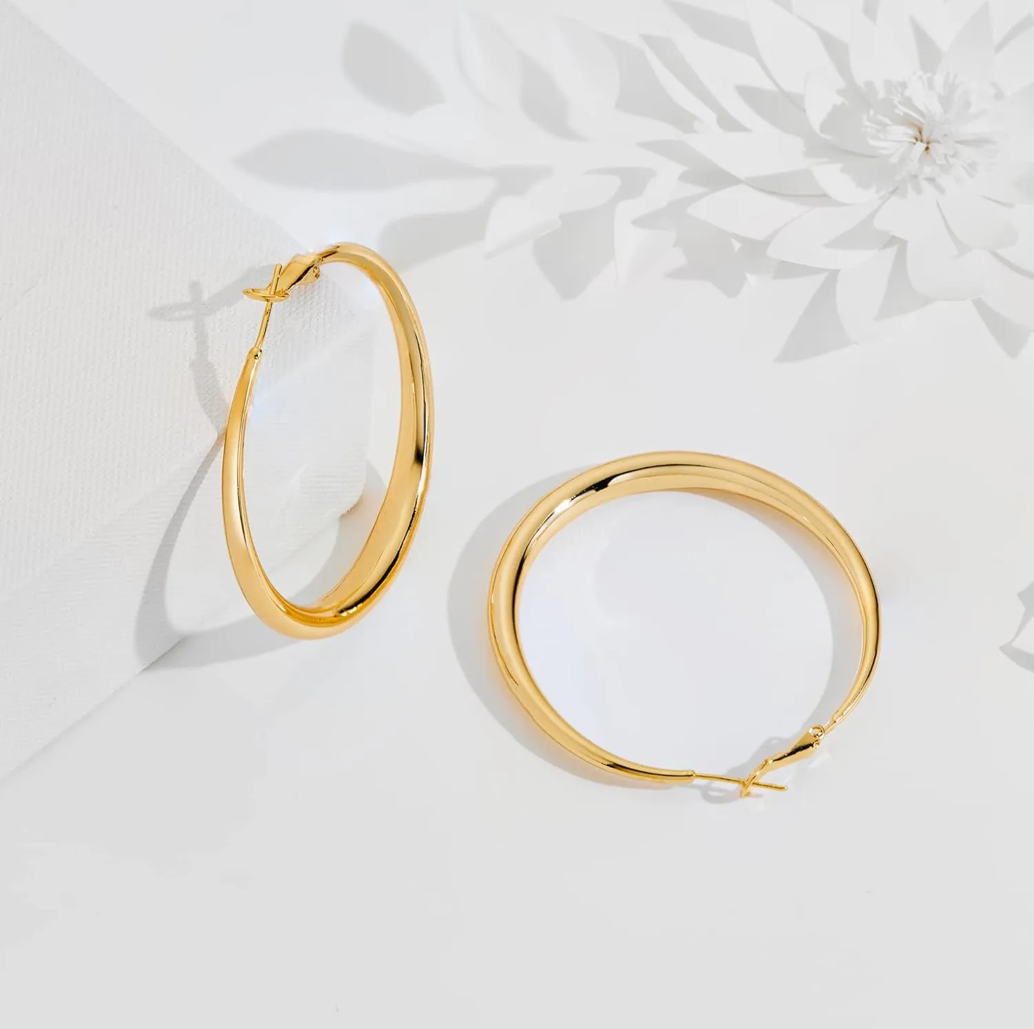 Sterling Silver Hoop Earrings for Women - Large Thick Hypoallergenic Big S925 Silver Earrings Jewelry