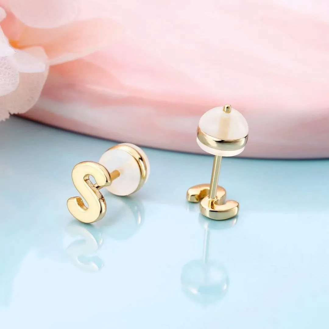Sterling Silver Stud Earrings for Women, 925 Sterling Silver Initial Stud Earrings Hypoallergenic Earrings for Women Jewelry Gifts