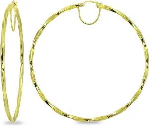 Sterling Silver Twist Round Large Hoop Earrings for Women (2x50mm - 70mm Diameter)