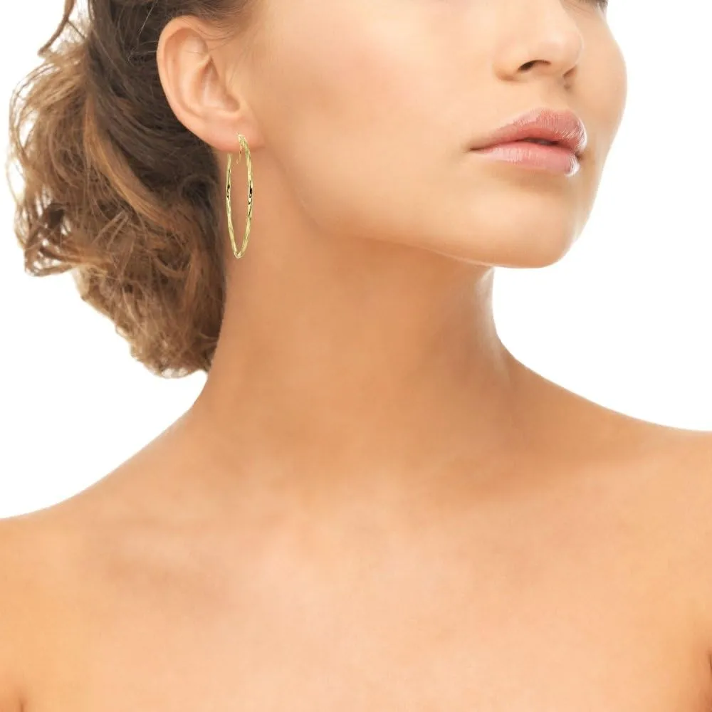 Sterling Silver Twist Round Large Hoop Earrings for Women (2x50mm - 70mm Diameter)