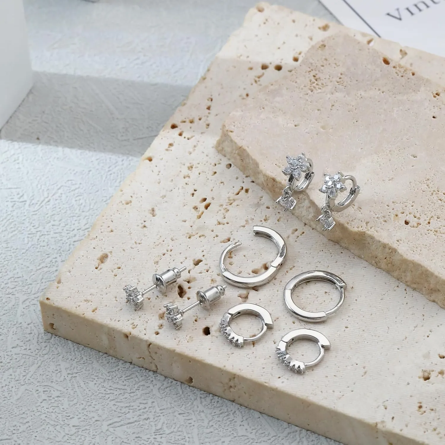 Stud Earrings for Women Dainty Small Hoop Earrings 14K Gold/Silver Plated Cartilage Earring Set CZ Dangle Huggie Earrings Lightweight Hypoallergenic Earrings Trendy Multiple Piercings Jewelry