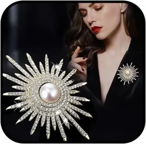 Sunflower Brooch Pins Sunflower Pearl Brooch for Women Sunflower Rhinestone Brooches Pins Flower Broochs Pins Pearl Pines for Clothes Summer Fashion Jewelry