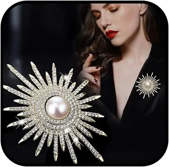 Sunflower Brooch Pins Sunflower Pearl Brooch for Women Sunflower Rhinestone Brooches Pins Flower Broochs Pins Pearl Pines for Clothes Summer Fashion Jewelry