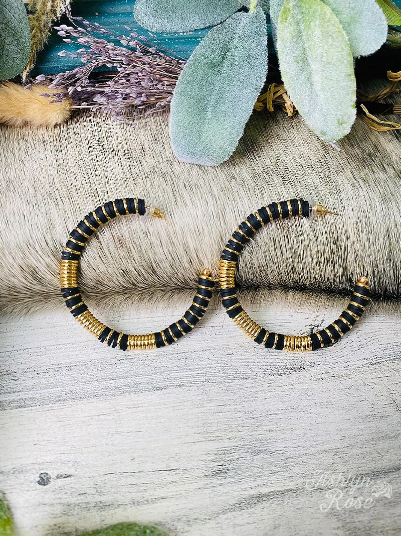 Take me to Bali Black with gold Hoop earrings