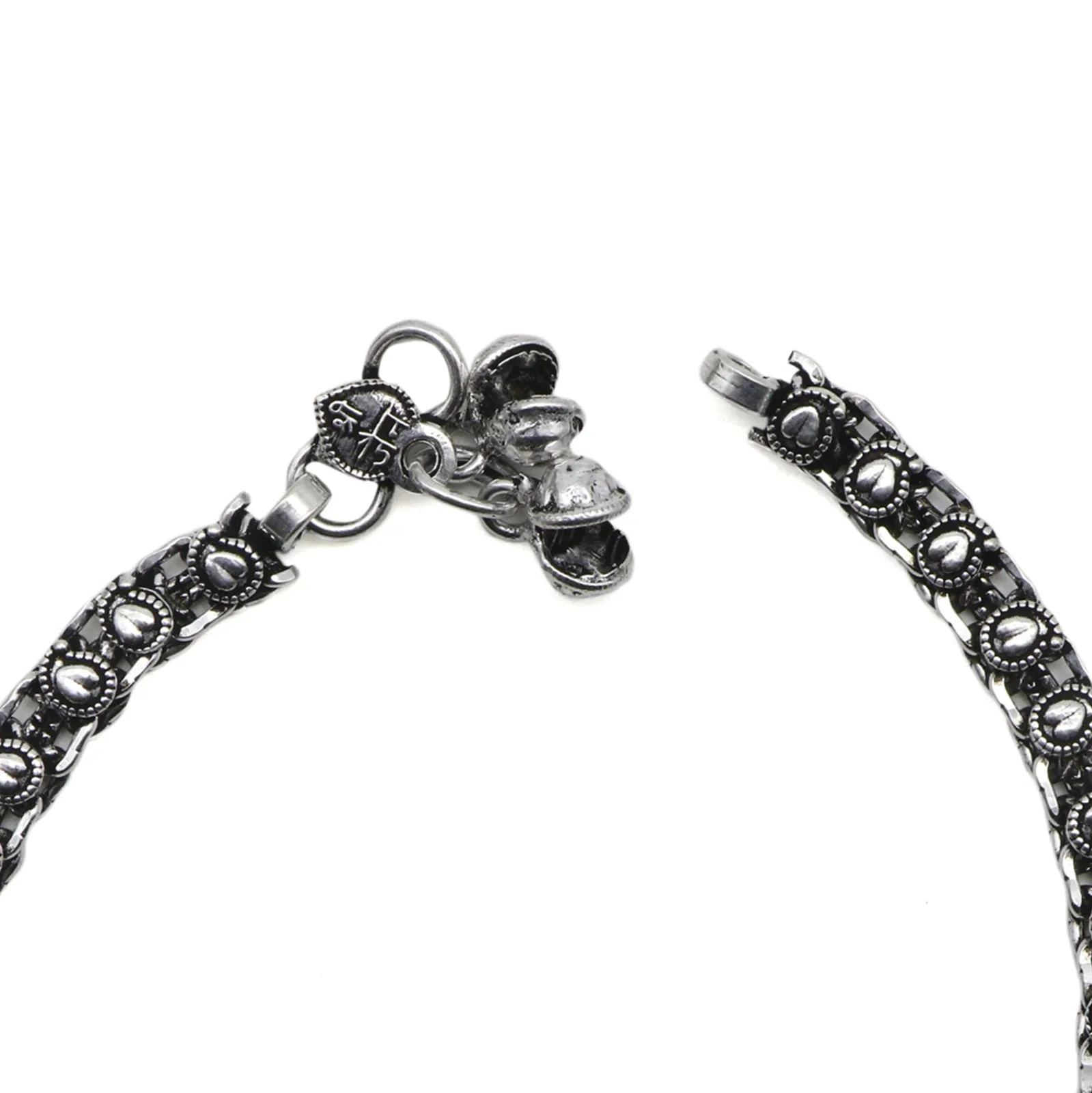 Teejh Disha Linked Silver Oxidized Anklets