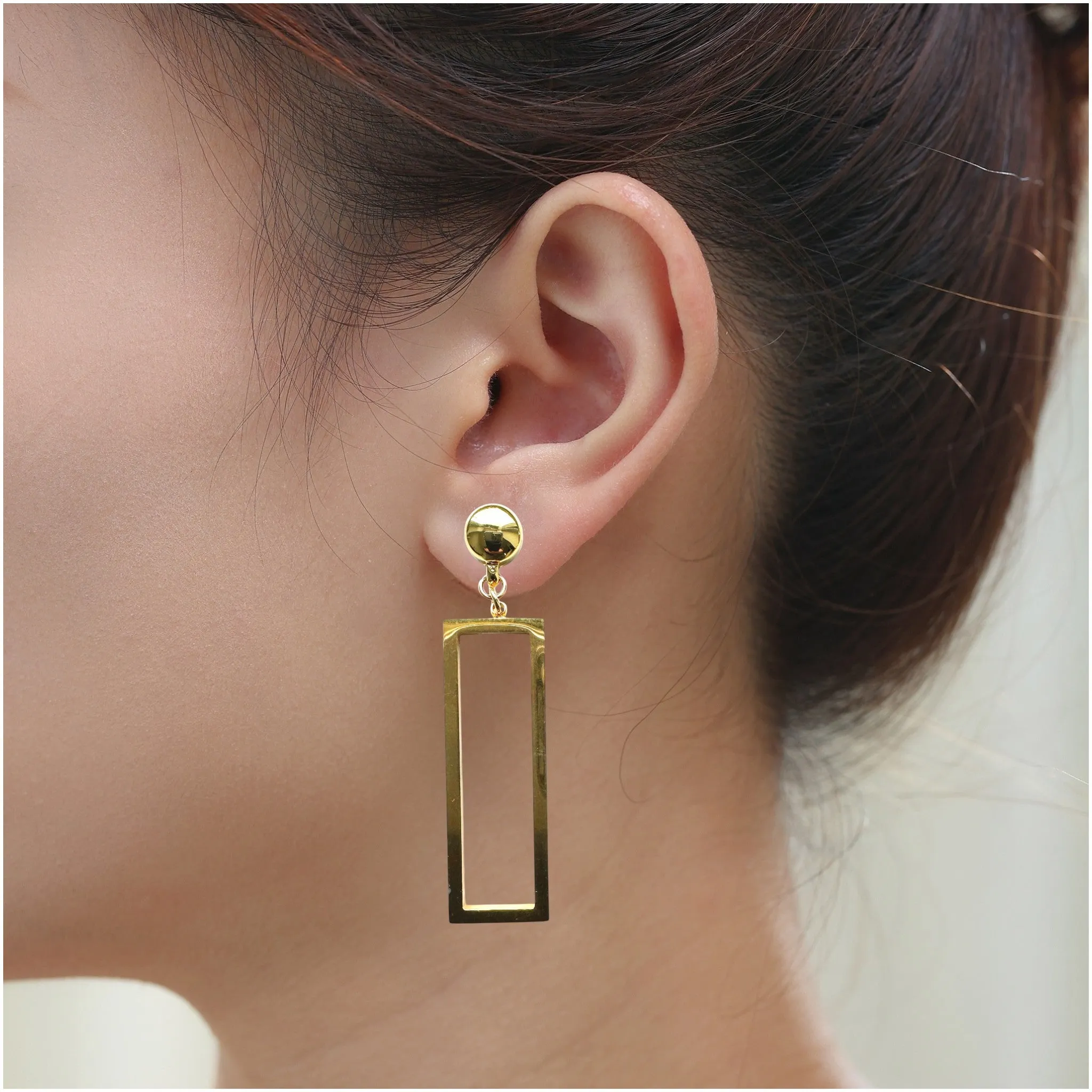 TI-GO Rectangle mirrored gold earrings