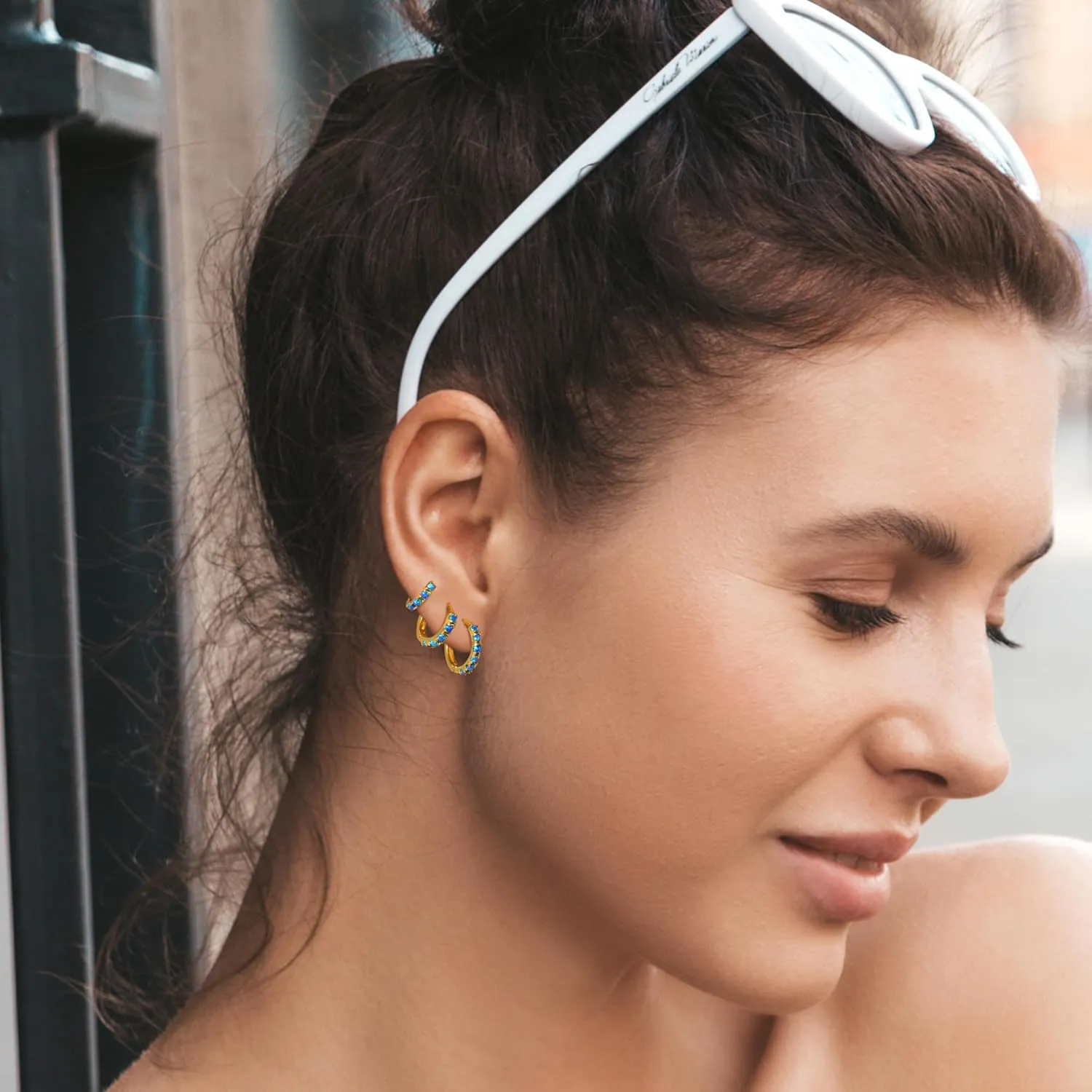 Tiny Mini Opal Huggie Hoop Earrings Upper Ear Cartilage Helix 18k Gold Plated Silver Minimalist Simple Small 10mm 8mm 6mm Hoop Earrings
